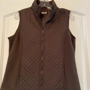Izod Quilted Brown Sleeveless Vest with Fleece Sides